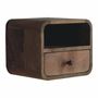 Night tables - Artisan Furniture Solid Wood Extra Mini Wall Mounted Curved Oak-ish Nightstand with Open Slot, 1 Drawer, Brown - ARTISAN FURNITURE