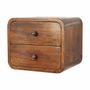 Night tables - Artisan Furniture Solid Wood Floating Mini Chestnut Nightstand, 2 Drawers, Dark Brown - ARTISAN FURNITURE