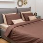 Linge de lit - Parure de lit double, 100 % coton ranforce, marron - DILIOS