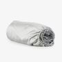 Linge de lit - Drap-housse en satin, 100x200x25, argenté - DILIOS