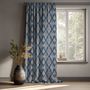 Rideaux 100 % lin - Motif bleu indien sur lin épais