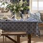 Nappe 100 % lin - Imprimé floral bleu français