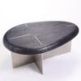 MASK oval Coffee Table L Black Sandblasted Oak Brushed Stainless Steel
