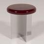 MASK Round Side table - lacquered  top, Brushed Stainless Steel Base