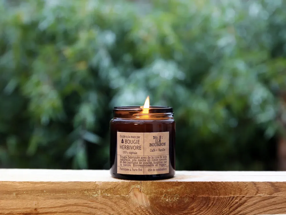Objets de décoration - Bougie No. 2 : ILE BOURBON - Café + Vanille - Petite 90g - LA BOUGIE HERBIVORE