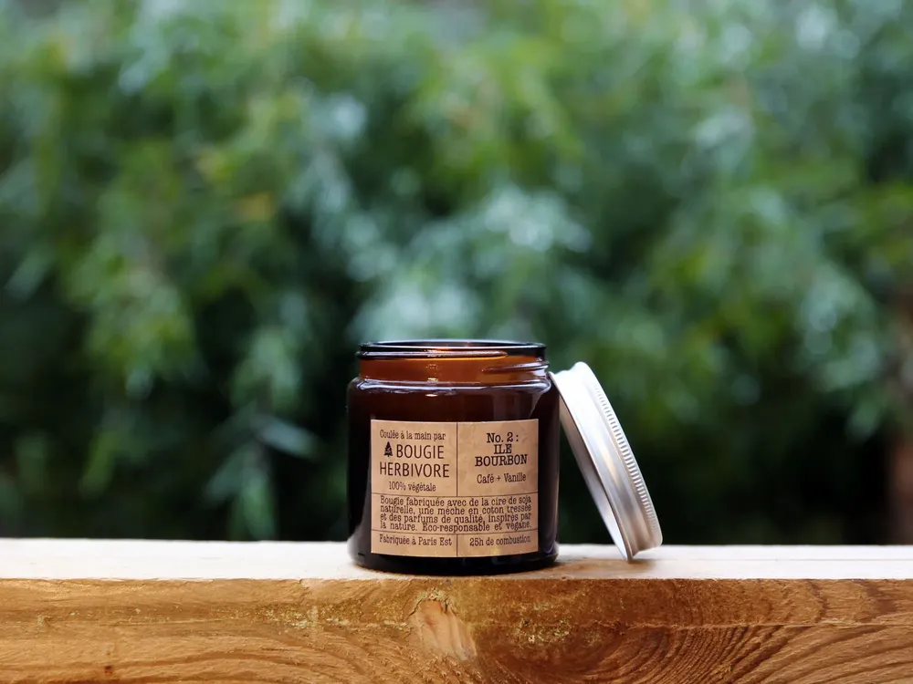 Objets de décoration - Bougie No. 2 : ILE BOURBON - Café + Vanille - Petite 90g - LA BOUGIE HERBIVORE