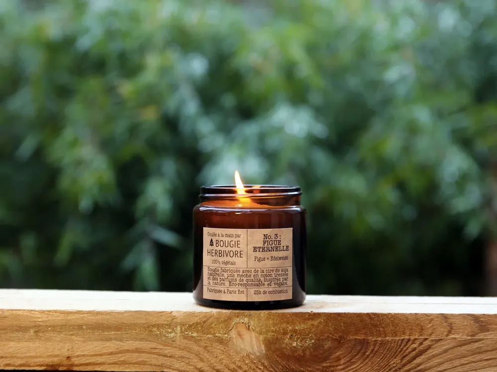 Objets de décoration - No. 3 : FIGUE ETERNELLE - Figue + Edelweiss - 90g - LA BOUGIE HERBIVORE