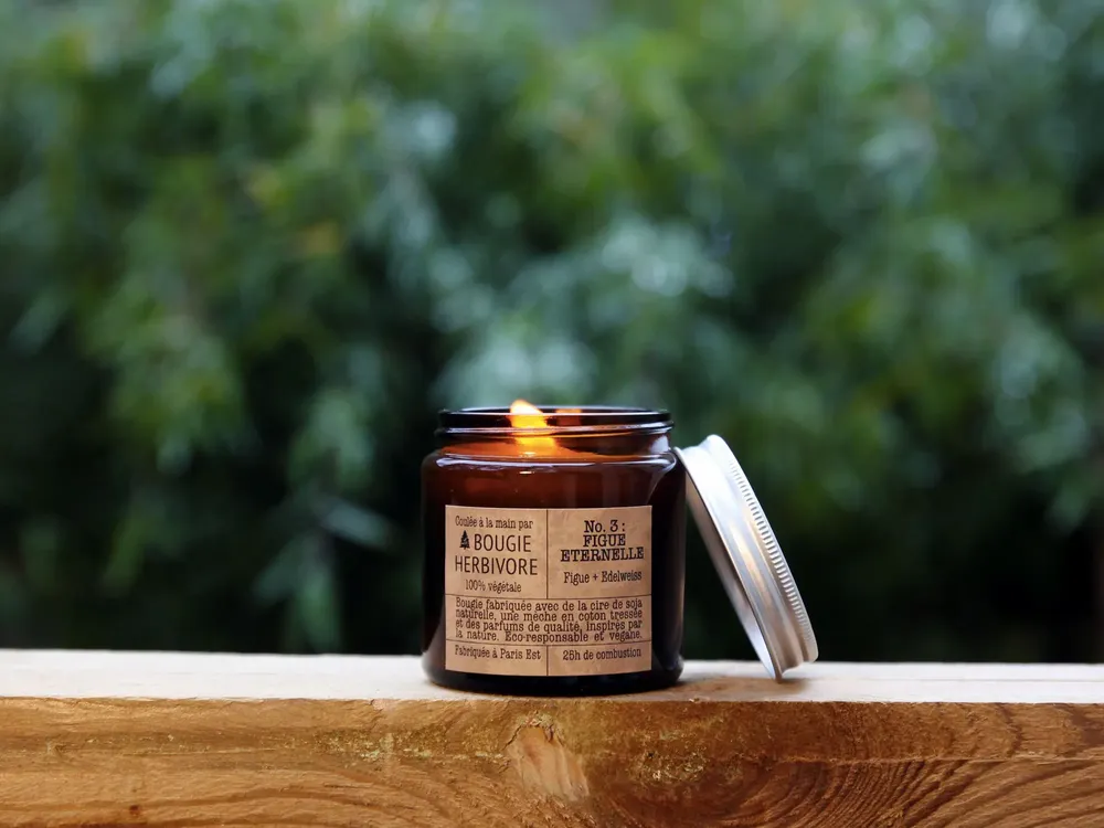 Objets de décoration - No. 3 : FIGUE ETERNELLE - Figue + Edelweiss - 90g - LA BOUGIE HERBIVORE