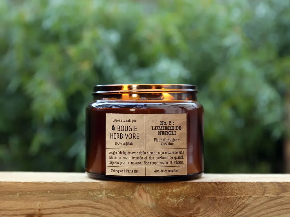 Objets de décoration - Bougie No. 6 : 400g - LUMIERE DE NEROLI - Fleur d'oranger + Verveine - LA BOUGIE HERBIVORE