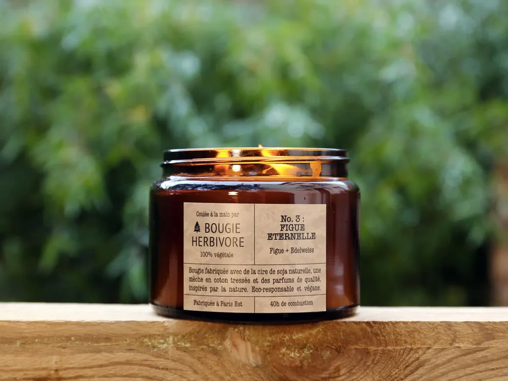 Objets de décoration - Bougie No. 3 : 400g - FIGUE ETERNELLE - Figue + Edelweiss - LA BOUGIE HERBIVORE