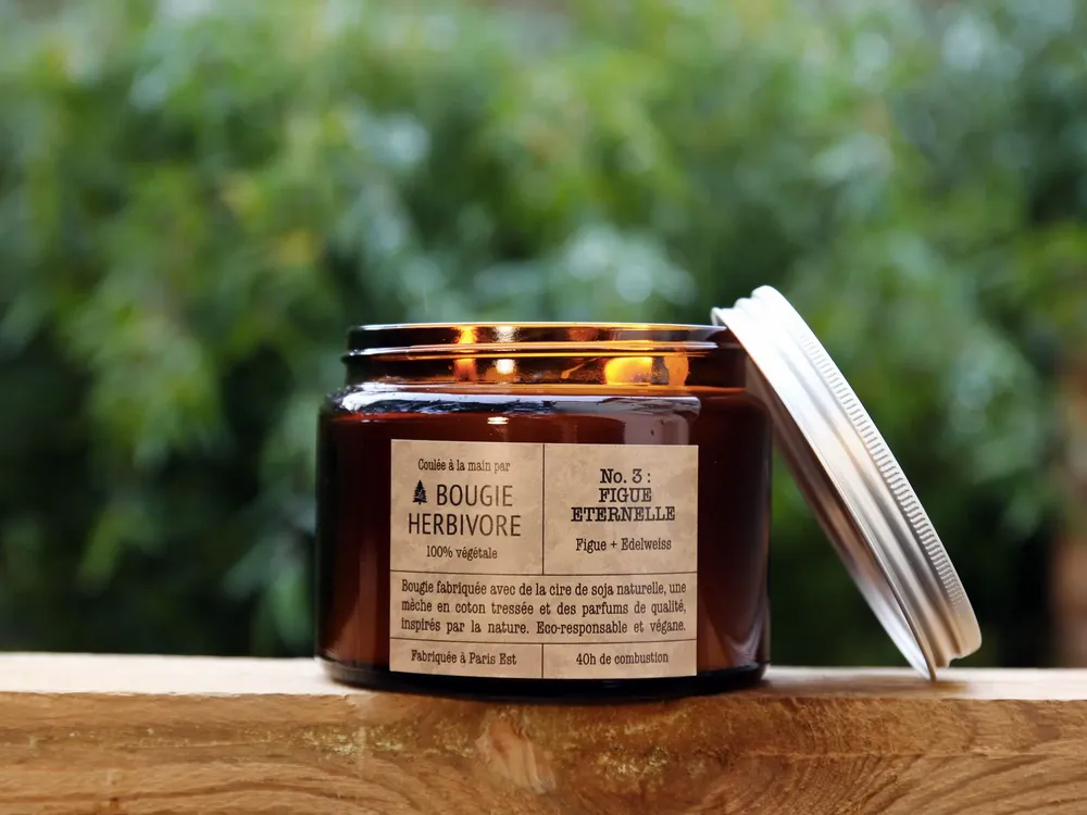 Objets de décoration - Bougie No. 3 : 400g - FIGUE ETERNELLE - Figue + Edelweiss - LA BOUGIE HERBIVORE