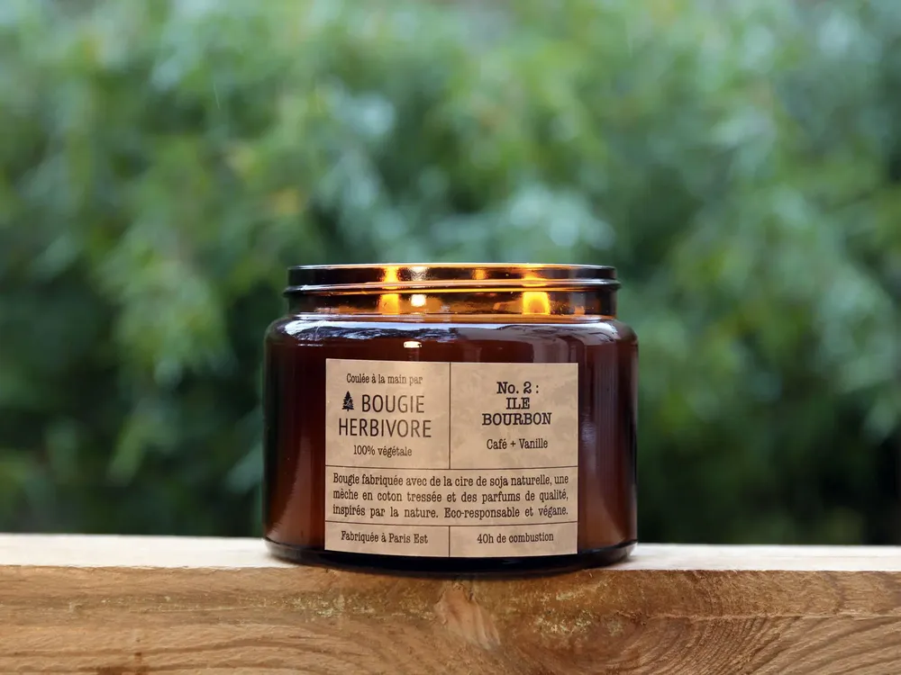 Objets de décoration - Bougie No. 2 : 400g - ILE BOURBON - Café + Vanille - LA BOUGIE HERBIVORE