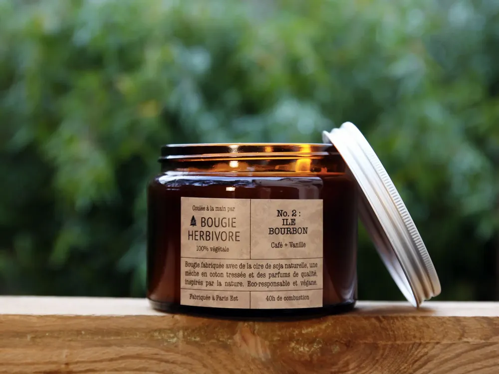 Objets de décoration - Bougie No. 2 : 400g - ILE BOURBON - Café + Vanille - LA BOUGIE HERBIVORE