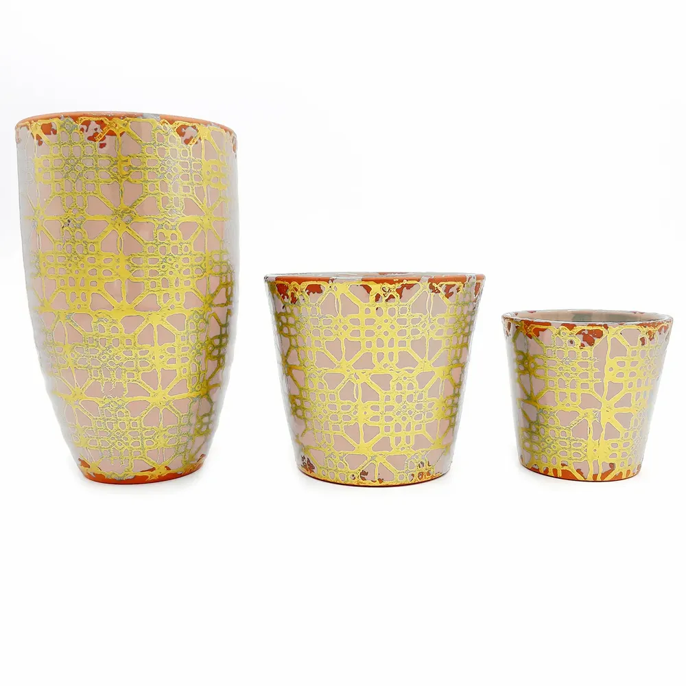 Bougies - Bougie parfumée en céramique treillis doré - WAX DESIGN - BARCELONA