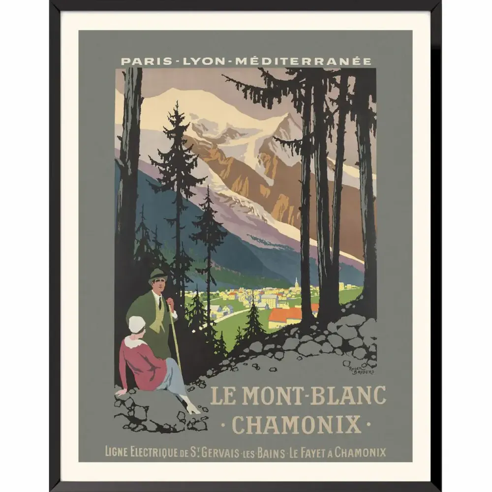 Poster - POSTER LE MONT BLANC CHAMONIX ROGER BRODERS AVAILABLE IN 2 FORMATS - BILLPOSTERS.FR