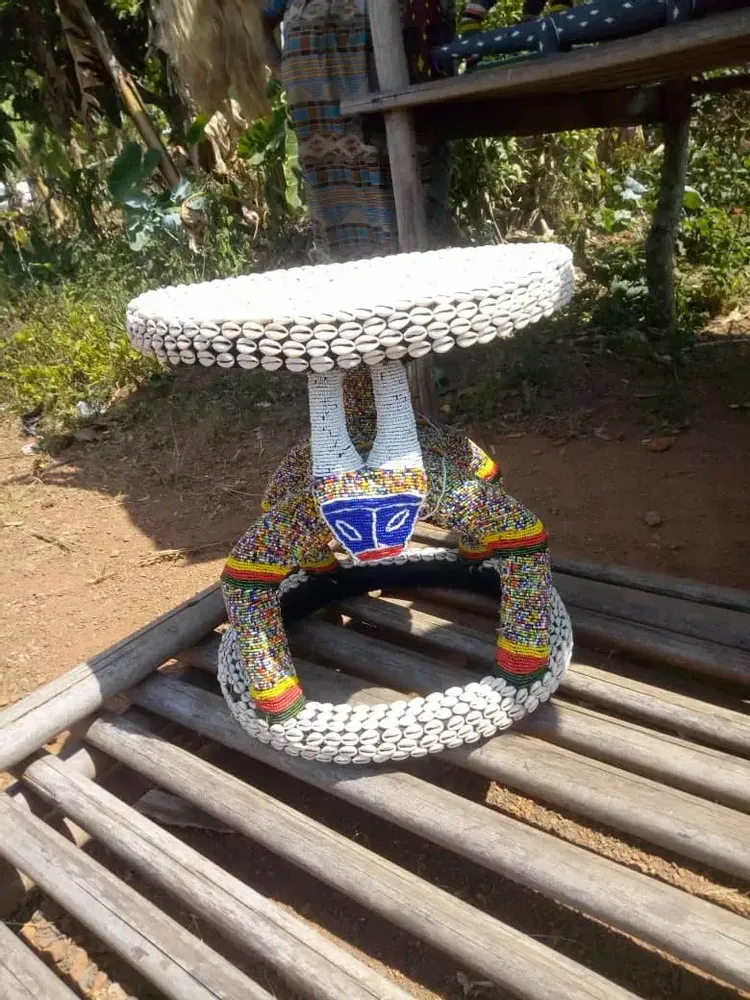 Decorative objects - Pearl stool or pearl bamileke stool or coffee table or nightstand - HOME DECOR FR