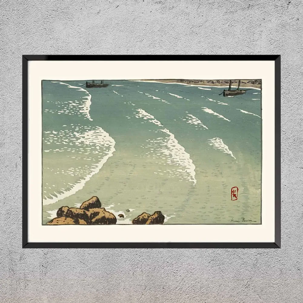 Poster - Brittany print Wave, rising sea from Henri Rivière ready to be framed 30x40 cm - BILLPOSTERS.FR