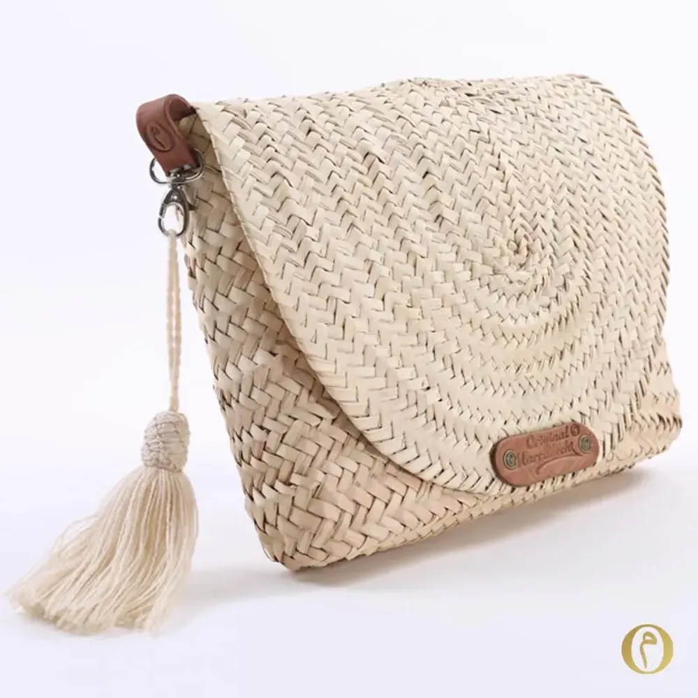 Clutches - Leather & Palm Leaf Pouch - ORIGINAL MARRAKECH