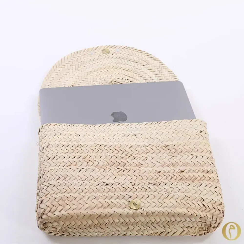 Clutches - Leather & Palm Leaf Pouch - ORIGINAL MARRAKECH