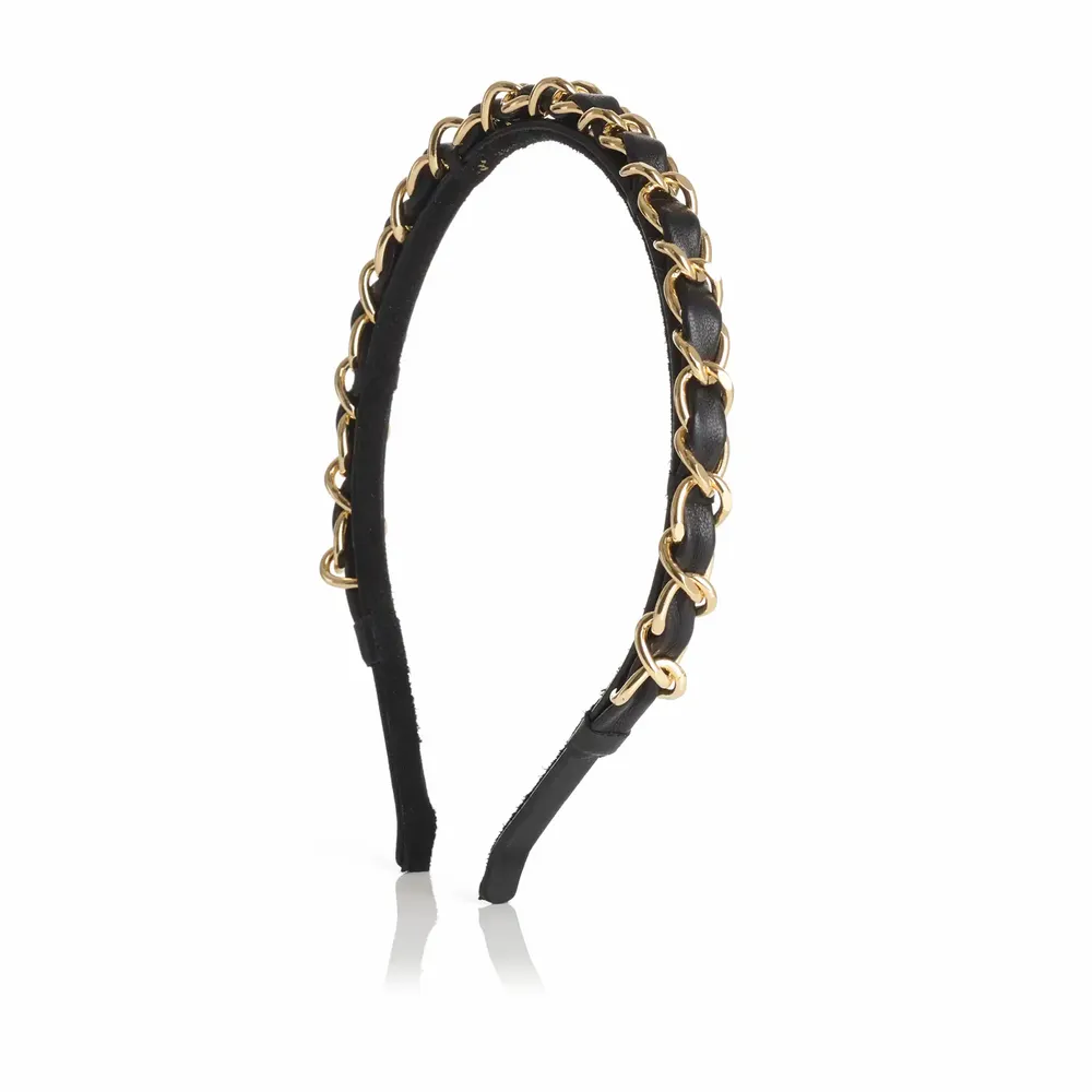 Serre-tête - Serre-tête en cuir et chaine dorée KELLY - VALÉRIE VALENTINE