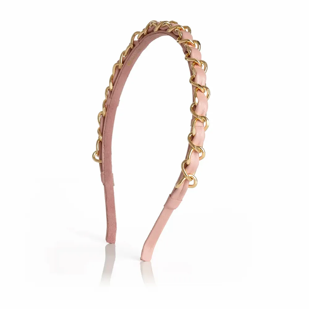 Serre-tête - Serre-tête en cuir et chaine dorée KELLY - VALÉRIE VALENTINE