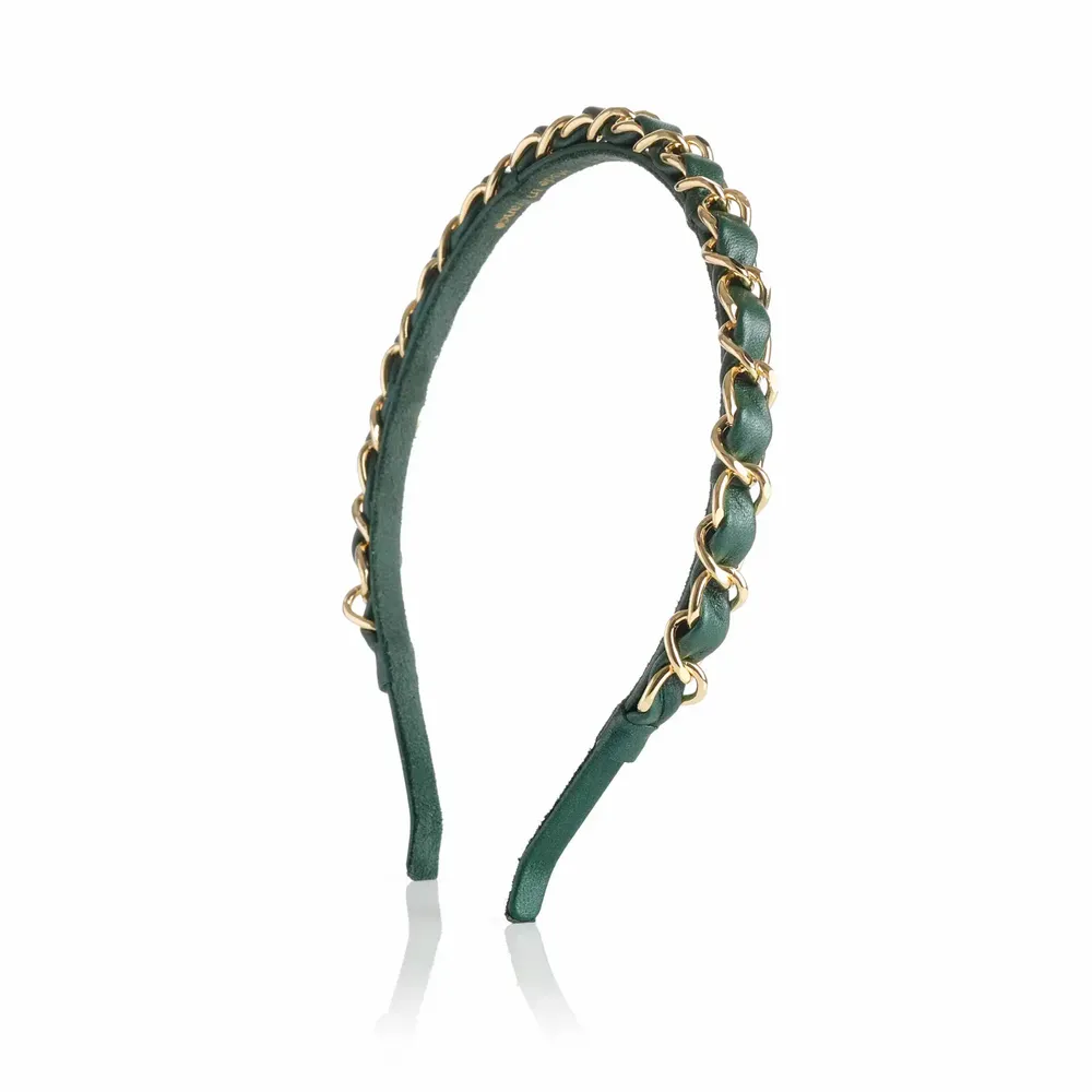 Serre-tête - Serre-tête en cuir et chaine dorée KELLY - VALÉRIE VALENTINE