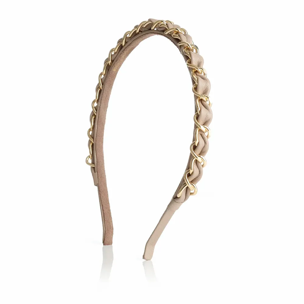 Serre-tête - Serre-tête en cuir et chaine dorée KELLY - VALÉRIE VALENTINE