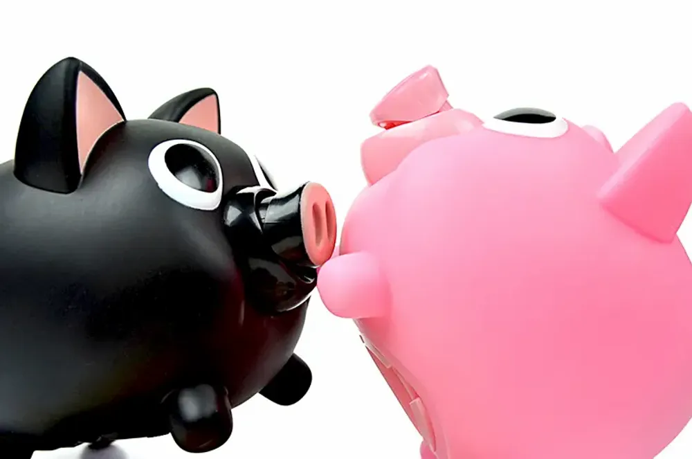 Cadeaux - Tirelire cochon noir et rose - Jiggy Bank / SANKYO TOYS - ABINGPLUS