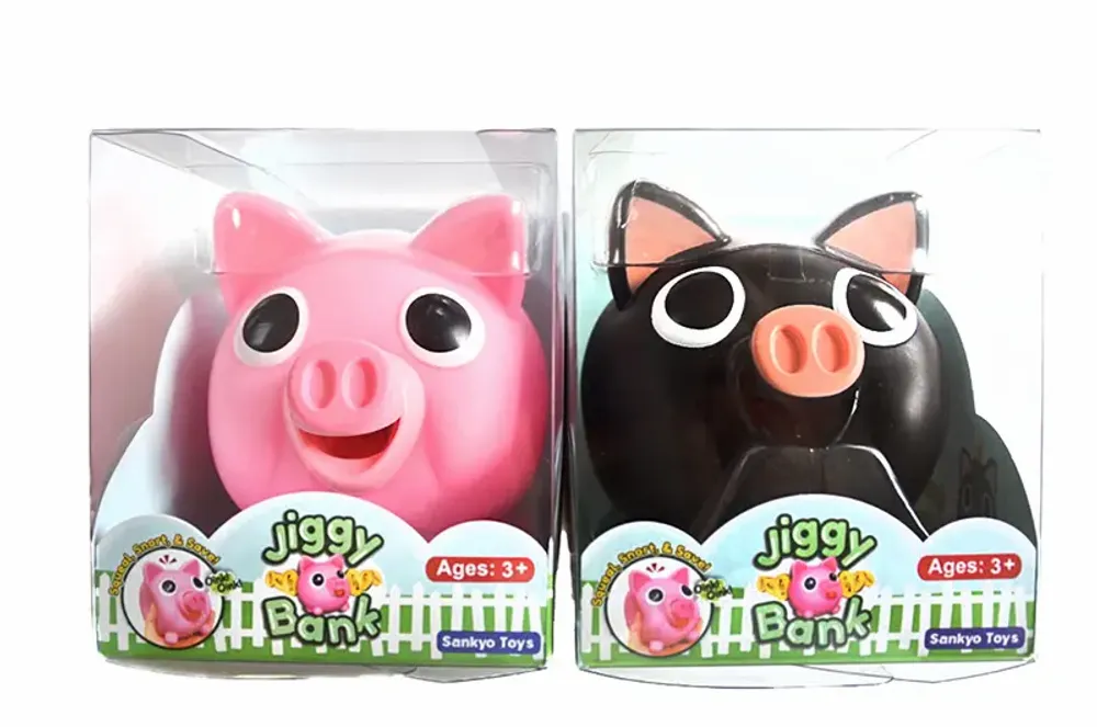 Cadeaux - Tirelire cochon noir et rose - Jiggy Bank / SANKYO TOYS - ABINGPLUS