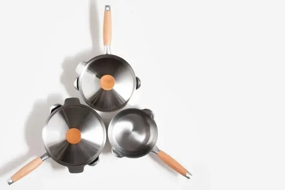 Saucepans  - 16, 18 and 20 cm stainless steel saucepan with two spouts - Aikata/YOSHIKAWA collection - ABINGPLUS