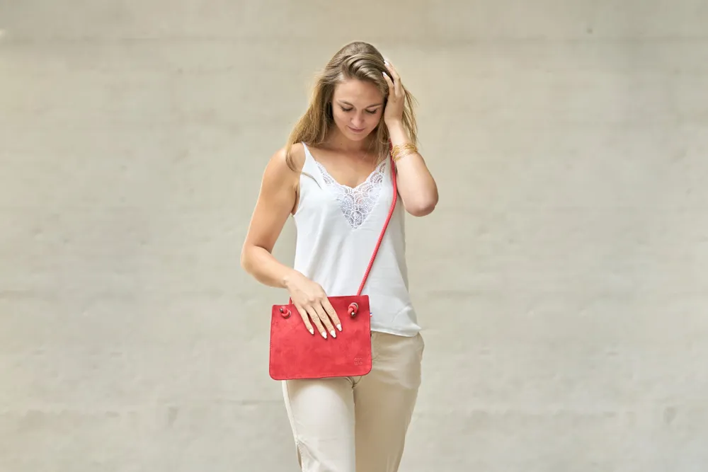 Clutches - ANNA SUEDE LEATHER BAG - AMWA AND CO