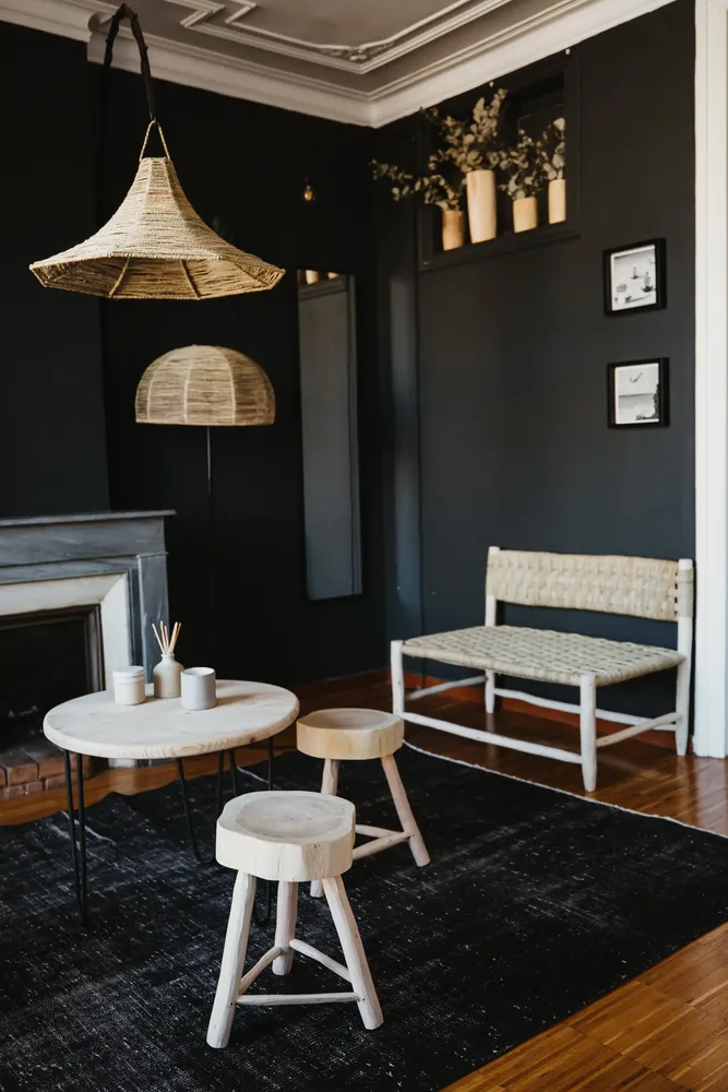 Armchairs - Raw wood armchairs woven with palm leaf. - COSYDAR-DECO