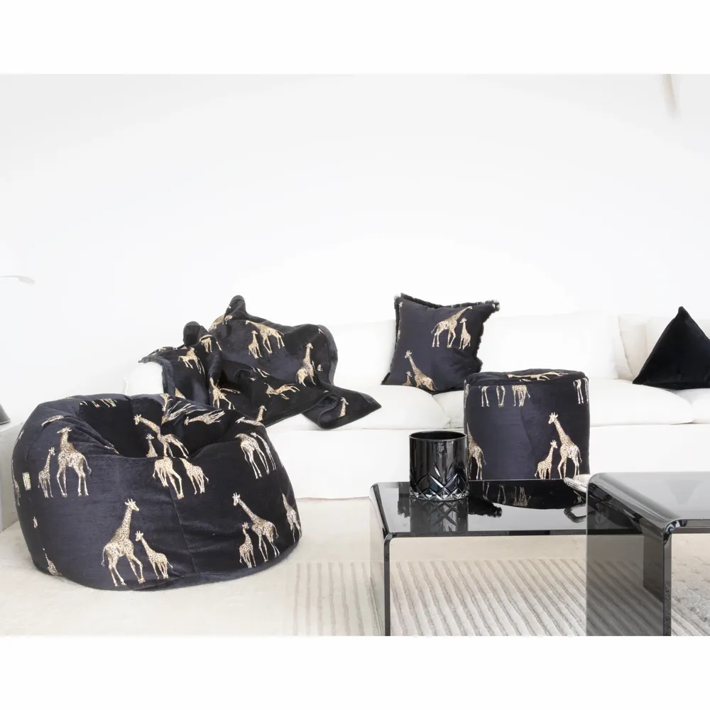 Poufs - Pouf velours brodé - MX HOME