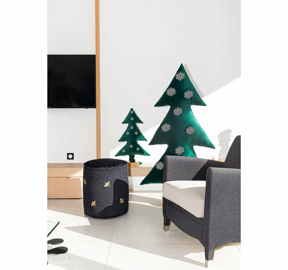 Décorations pour tables de Noël - Sapin de noël lumineux toile de jute avec sujets - MX HOME
