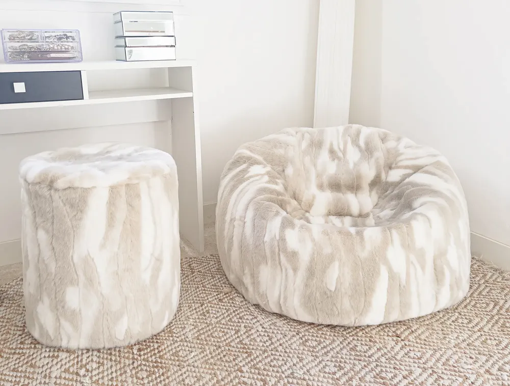 Fabric cushions - Faux fur embroidery cushions/beanbag - MX HOME