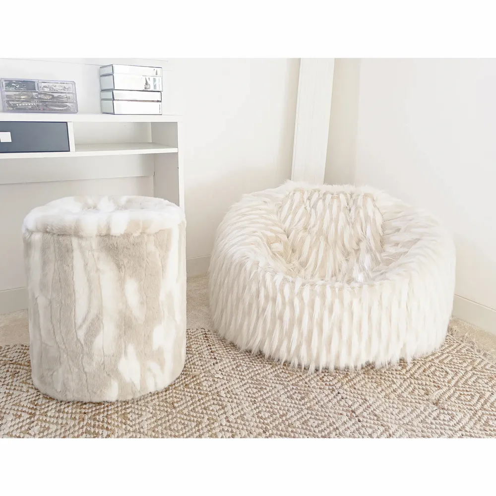 Fabric cushions - Faux fur embroidery cushions/beanbag - MX HOME