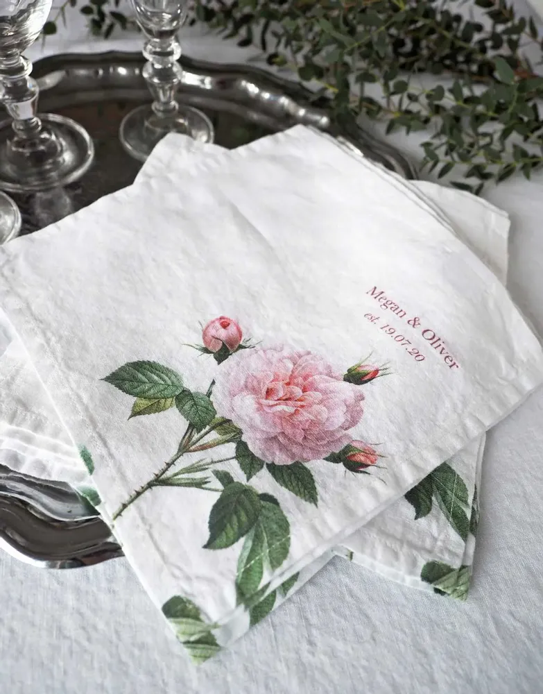 Linge de table textile - Serviettes en lin imprimées sur mesure pour événements / hôtels  /restaurants - LINOROOM 100% LINEN TEXTILES