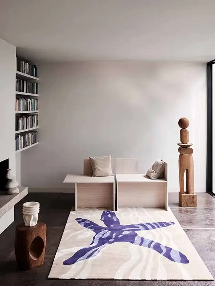 Tapis contemporains - Tapis noué main en laine et soie STARFISH - DEIRDRE DYSON