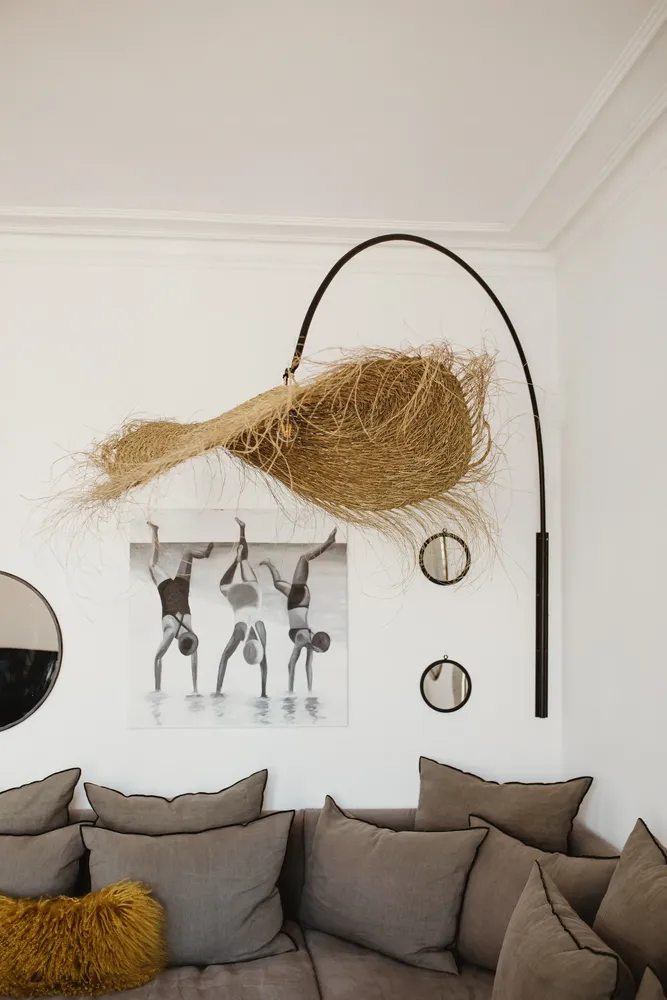 Other wall decoration - Natural fiber pendant light – Organic bohemian chic design - COSYDAR-DECO