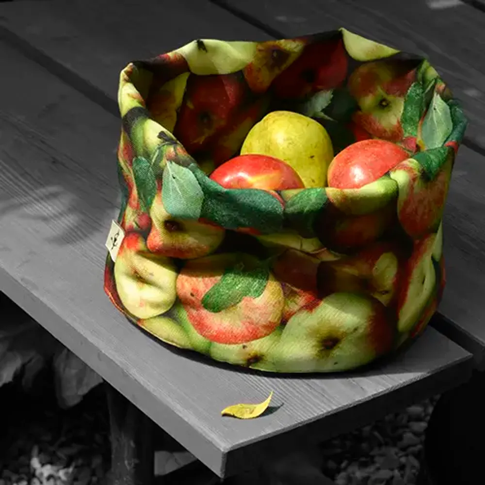 Boîtes de conservation - Corbeille en tissu imprimé Pommes - MARON BOUILLIE