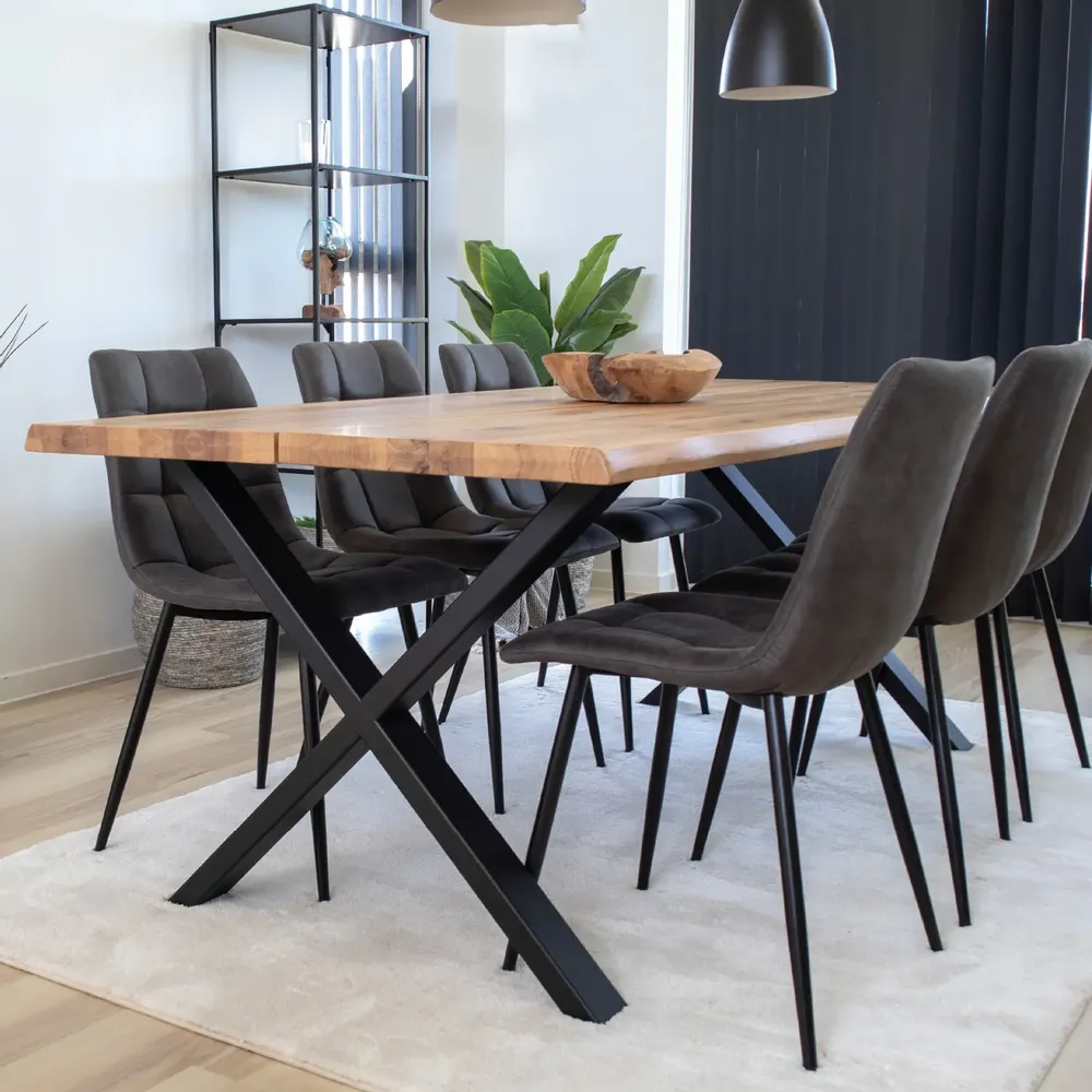 Chaises - Chaise de salle à manger Middelfart microfibre gris foncé - HOUSE NORDIC APS