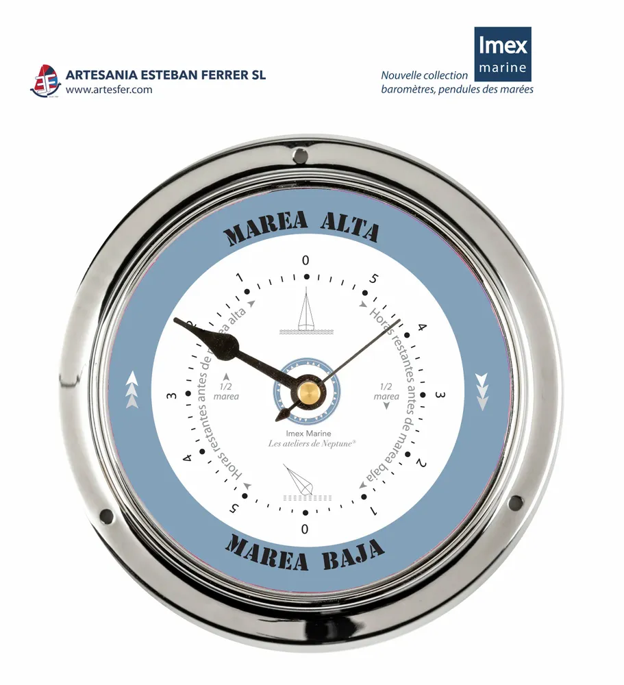 Clocks - IMEX MARINE CHROME TIDE CLOCK - ARTESANIA ESTEBAN FERRER