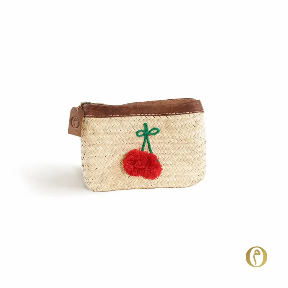 Clutches - Leather & Palm Leaf Pouch - ORIGINAL MARRAKECH