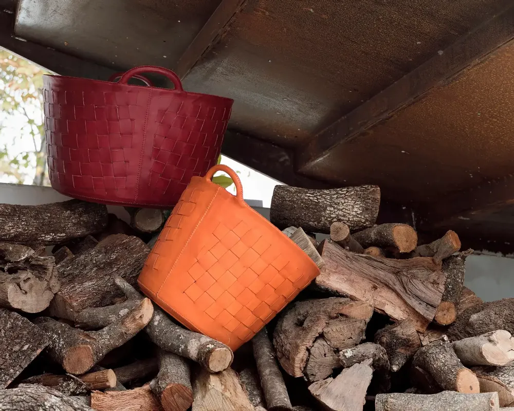 Objets de décoration - Sac en cuir tissé - SOL & LUNA