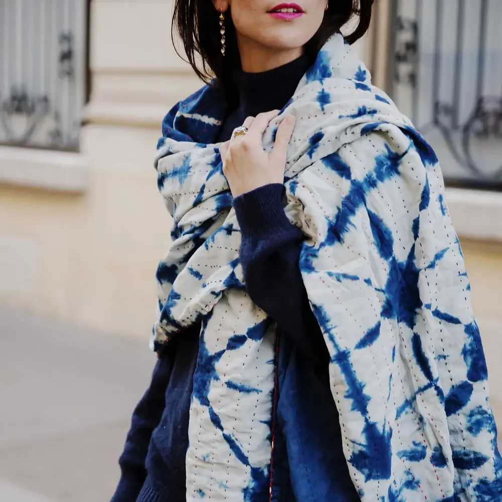 Foulards et écharpes - PLAID ou CHALE INDIGO - CURIOSITY LAB