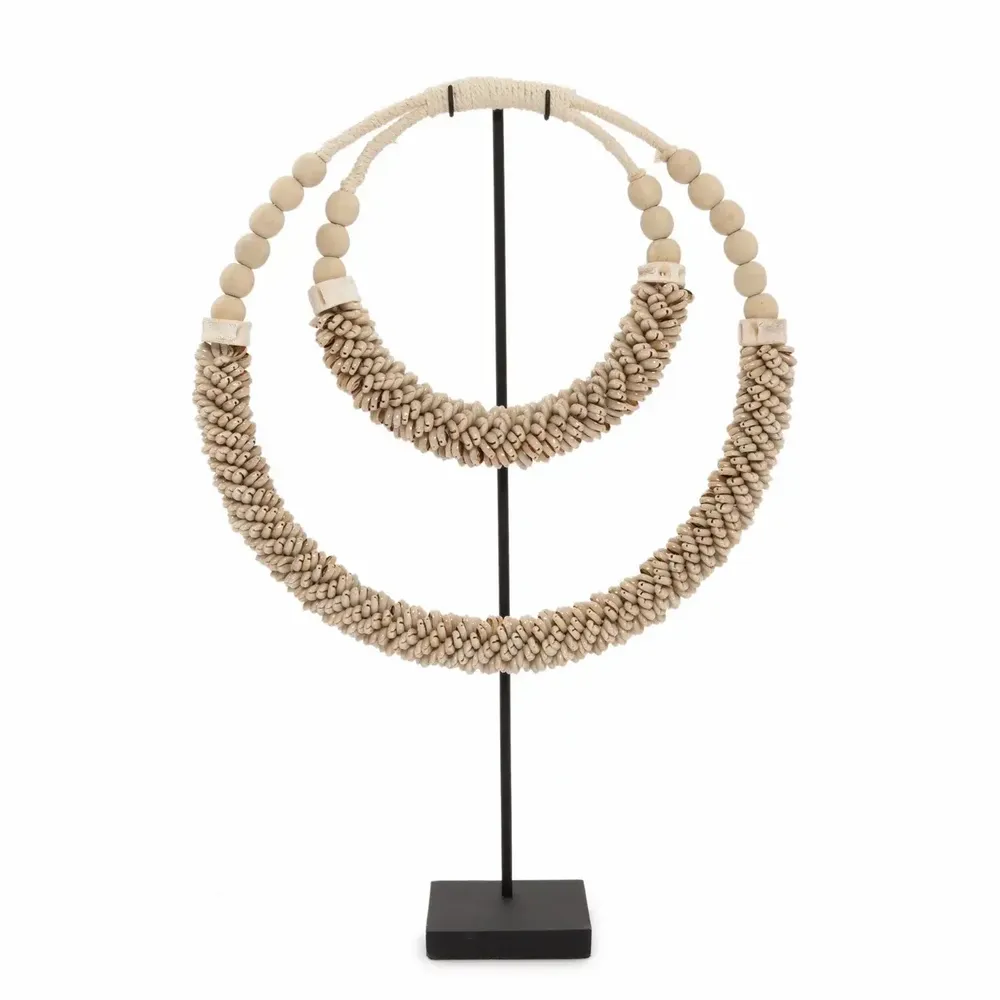 Decorative objects - The Double Shell Necklace On Stand - Natural - BAZAR BIZAR LIVING