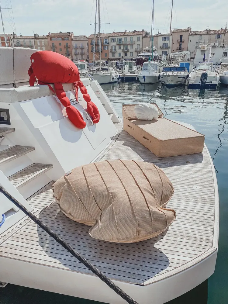 Transats - Pouf XL coquillage flottant/extérieur effet raphia - MX HOME