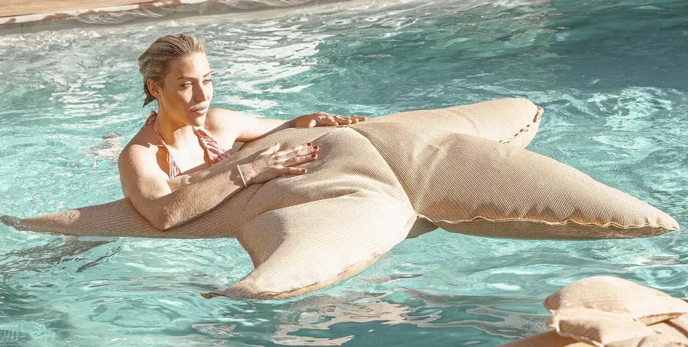 Poufs - Pouf XL flottant étoile de mer effet raphia - MX HOME