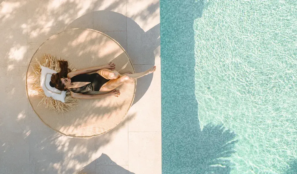 Transats - Lit bain de soleil rond effet raphia - MX HOME