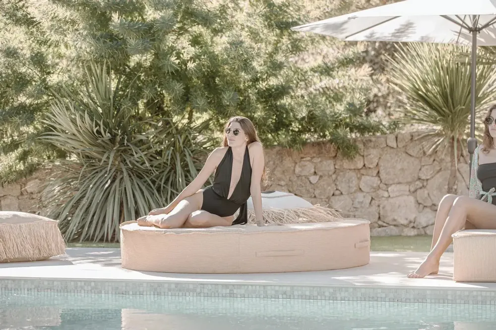 Transats - Lit bain de soleil rond effet raphia - MX HOME